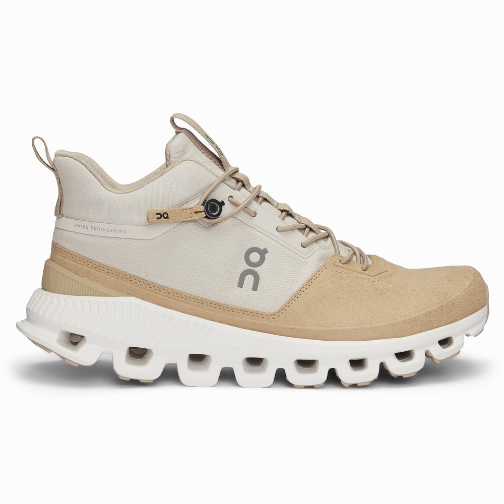 On Cloud Hi Sneakers Dame Beige Brune | SKJX-59408