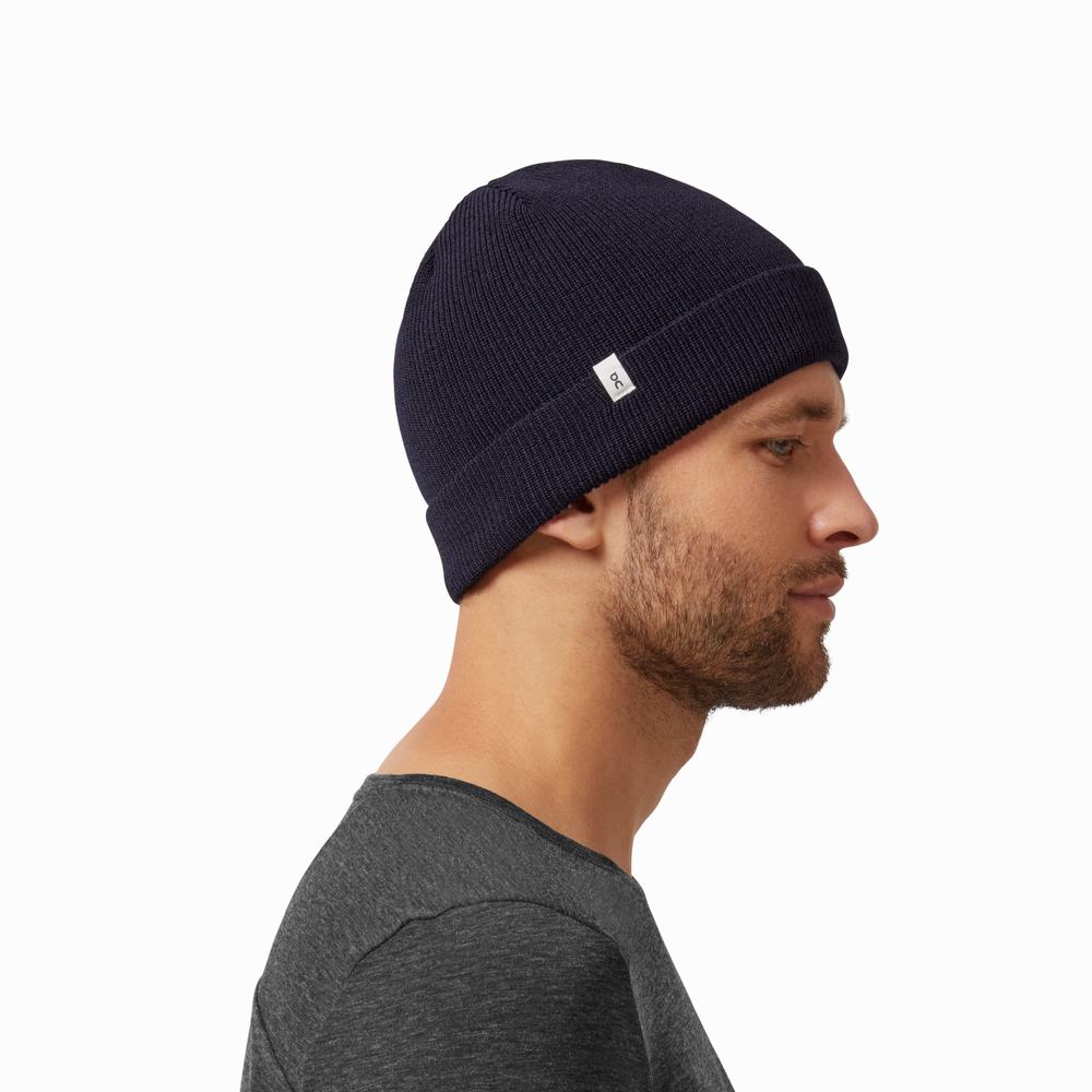 On Merino Beanie Hatt Herre Marineblå | TQVB-35027