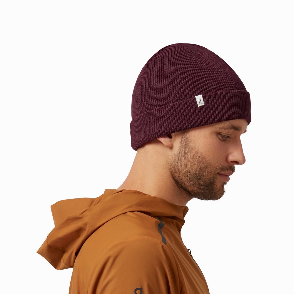 On Merino Beanie Hatt Herre Rød | PRFV-59174