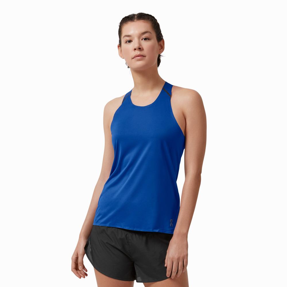 On Tank-T Singlet Dame Indigo Svarte | ULEX-28607